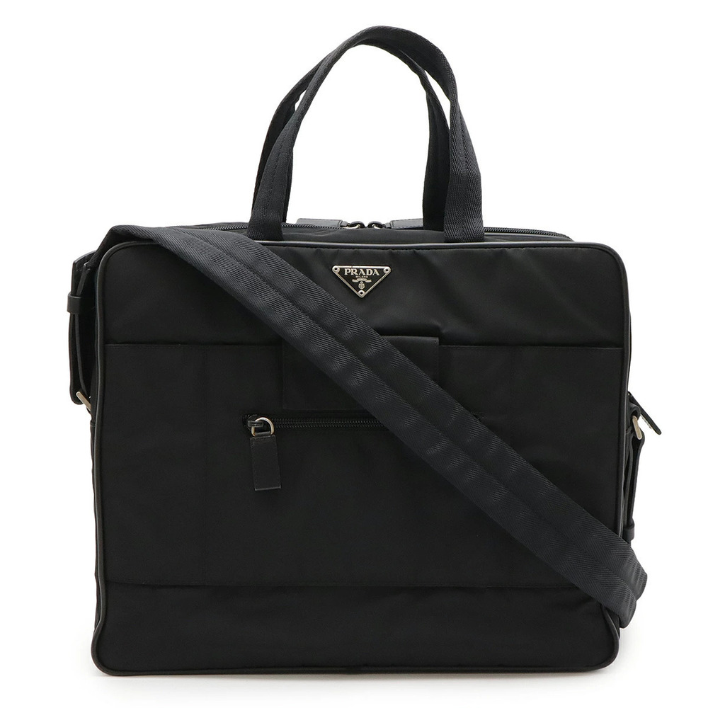 Prada Business Bag Briefcase Tessuto Tote Leather NERO Black